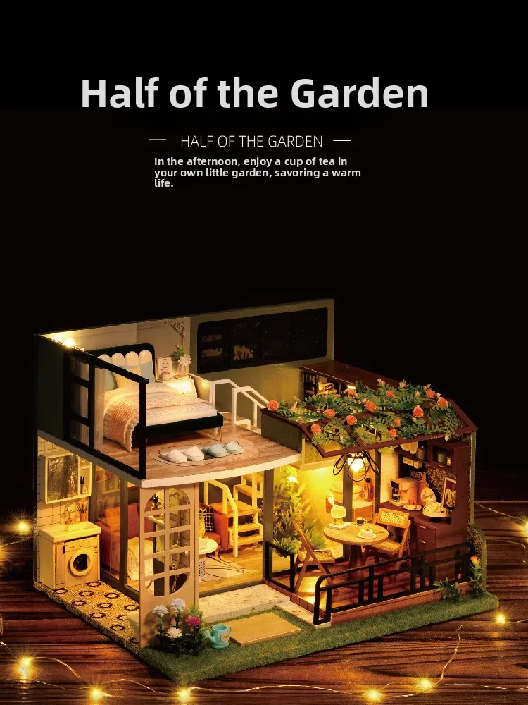 

New CUTE ROOM DIY ature House Garden Handmade 3D Assembly Building Model Toy Wooden Static Model for Ages 4+