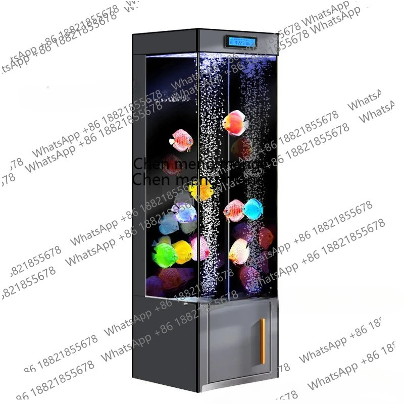 

X Living Room Vertical Small Fish Tank Self-Circulating No Water Change Needed Goldfish Tank Ultra Clear Glass