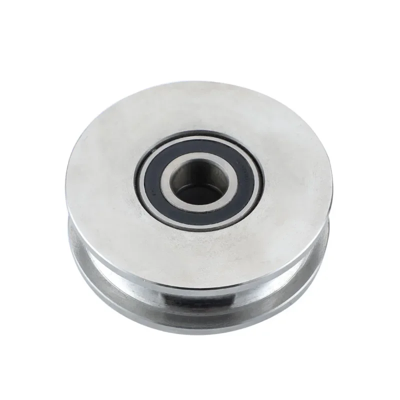 1pcs heavy duty 204 double bearing u groove steel pulley roller for 1 ton crane rack pulley 1 ton truck crane rack pulley