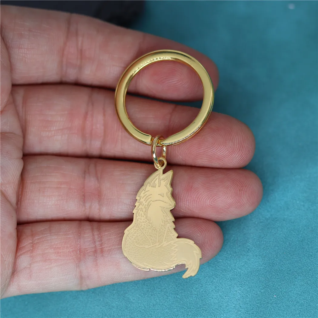 Nedar موضة الفولاذ المقاوم للصدأ الثعلب الحيوان قلادة كيرينغ للنساء الرجال المفاتيح مجوهرات هدايا زوجين مفتاح سلسلة الحلي