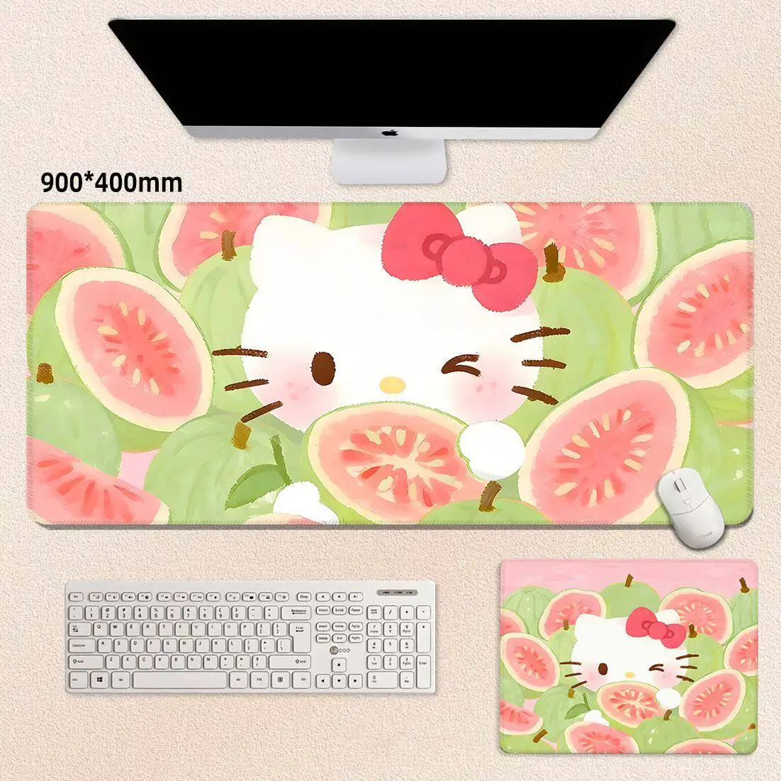 2026 Creative Cute Hello Kitty Office Leather Oversized Mous