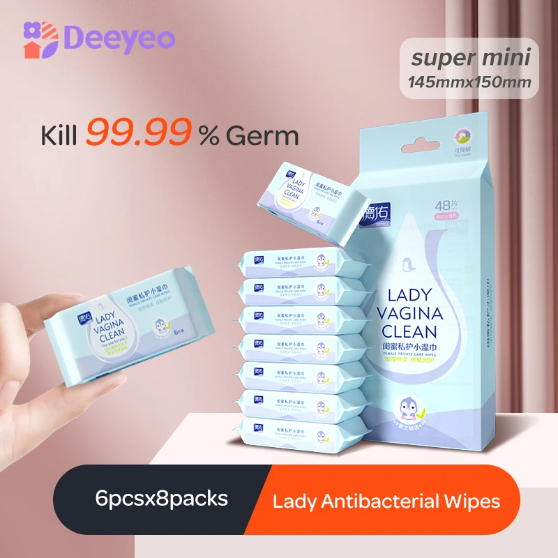 Deeyeo-Lingettes Anti-Adorables pour Femme, Mini Tissus de Support ProHanovre, Portables, 6 Pièces x 8 Paquets