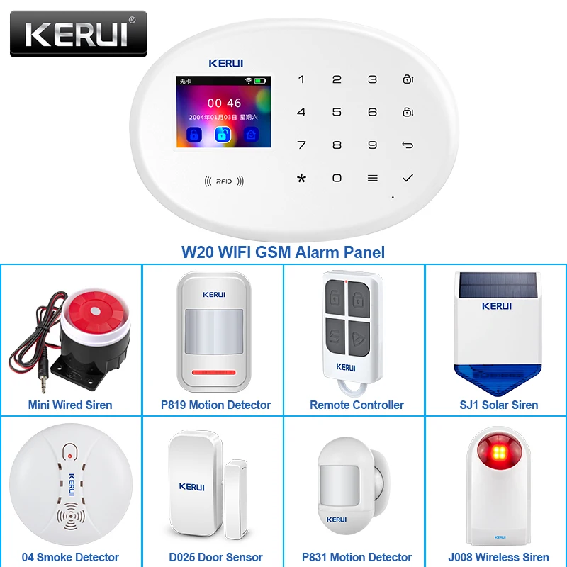 KERUI Tuya W204 4G Home Security WIFI GSM Alarm System Home Wireless APP Remote Control 2.4 Inch Screen Burglar Alarm