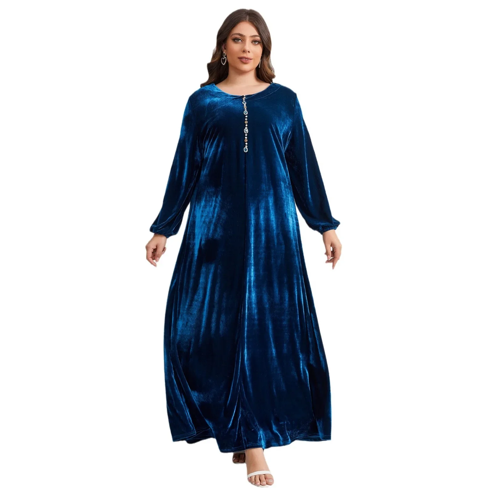 Autumn Kaftan Arabic Long Dress for Women Golden Embroidered Winter Muslim Evening Dresses Moroccan Caftan Dubai Turkish Abaya