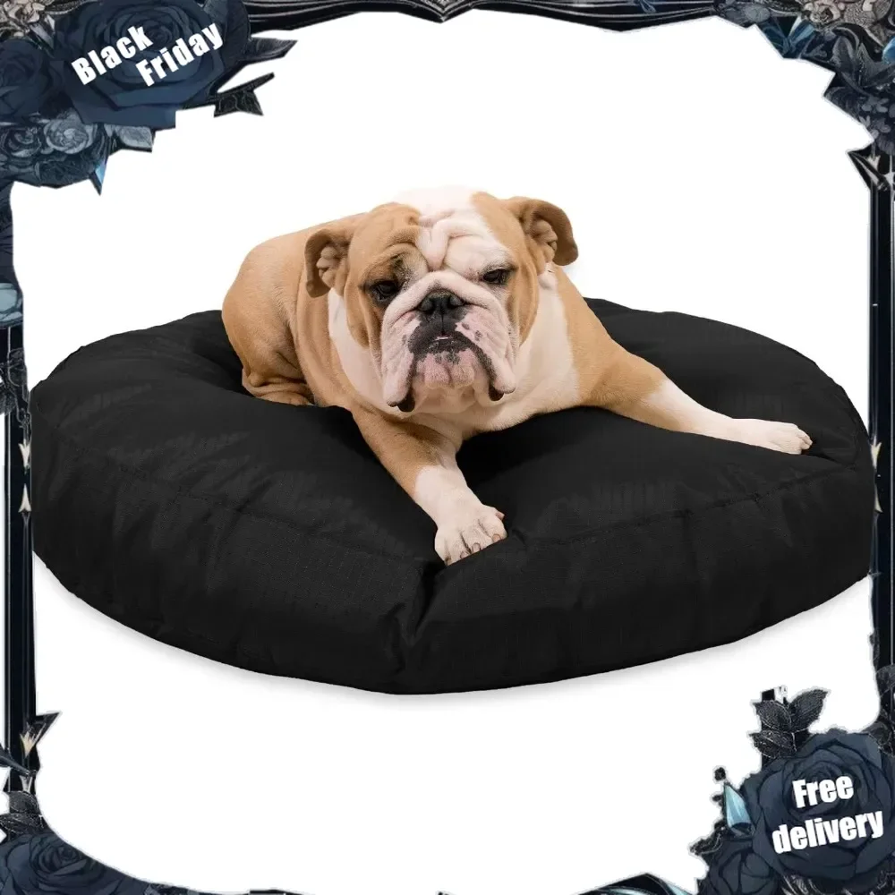 Round Tough Nesting Pillow Dog Bed Chew Resistant, Water Resistant, Washable for Dogs That Like to Play Rough