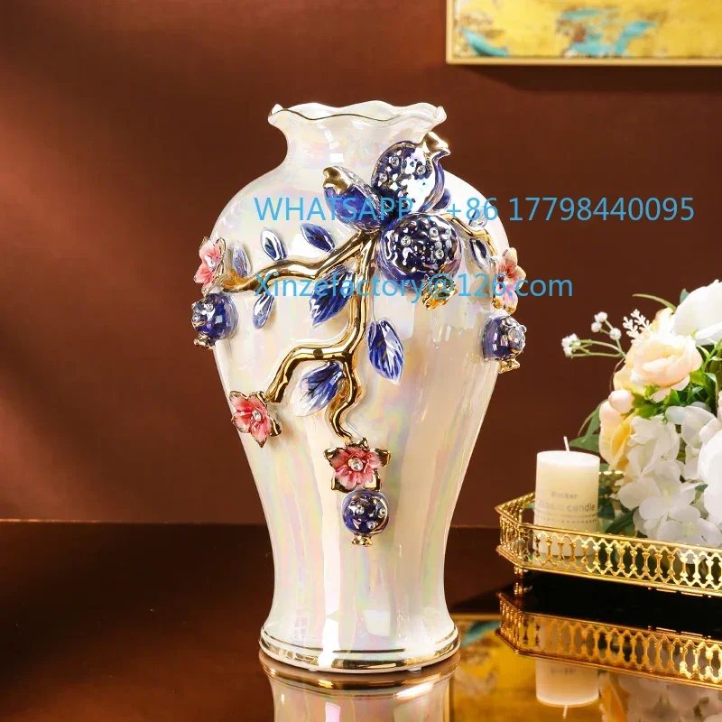 Customizable European ceramic vase ornament luxury high-end living room flower arrangement home dining table entrance TV cabinet