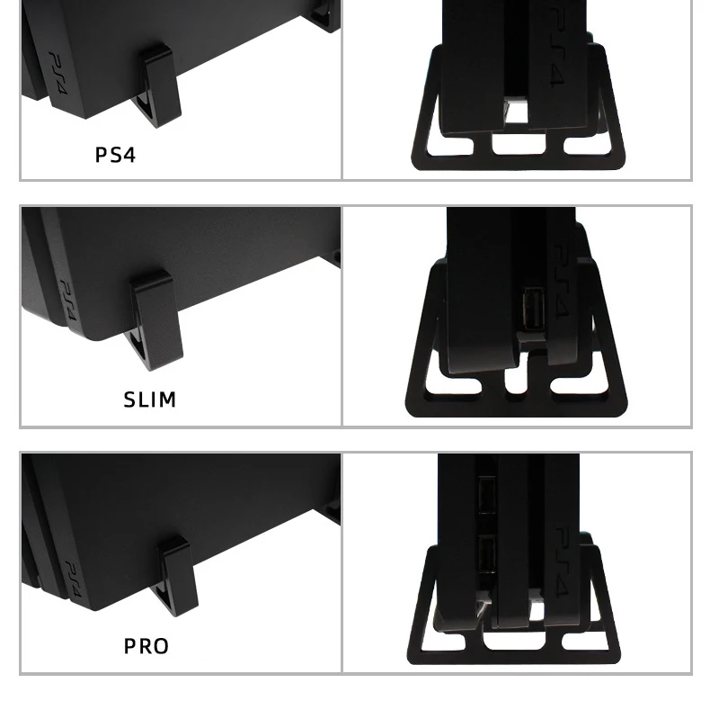 حامل تبريد عمودي مطبوع ثلاثي الأبعاد لجهاز PS4 Slim Pro Black