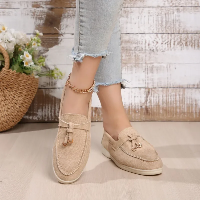 2024 Spring and Autumn New High-quality Women's Shoes Fashionable Solid Color Round Toe Low Heel Slip-on Women's Flat Shoes