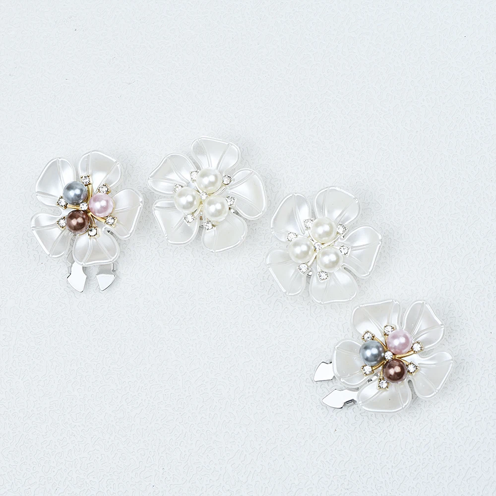 ICEYY تقليد قذيفة اللؤلؤ خمسة البتلة زهرة قميص كم زر أنيقة النحاس أزرار أكمام غطاء أزرار الملحقات للنساء #3