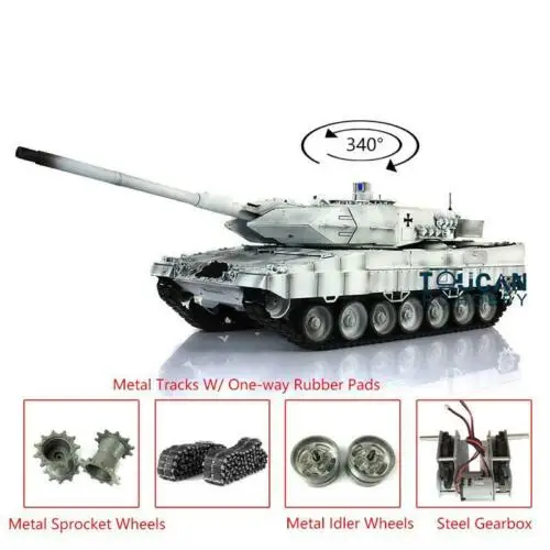 1/16 HENG długie 7.0 Leopard2A6 zbiornik RC 3889 metalowe gąsienice z gumami zdalnie sterowanym samochodowym zabawkami dla chłopców TH17629-SMT4