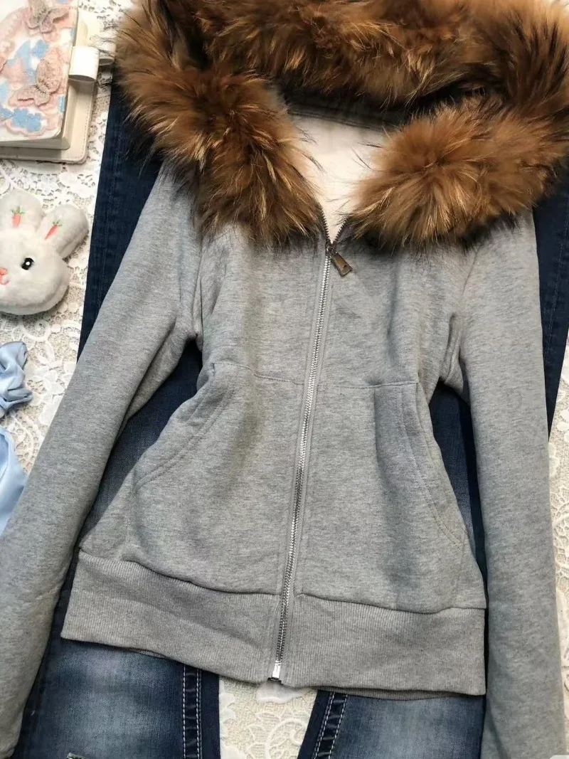Y2k-Sudadera con capucha para Mujer, ropa de calle Vintage americana, chaquetas de otoño e invierno, Sudadera con capucha gris con cremallera, Sudadera para Mujer