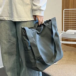 Dorywcza torba płócienna Shopper prosta książka studencka o dużej pojemności torba na ramię torby Crossbody dla kobiet torebka torba materiałowa