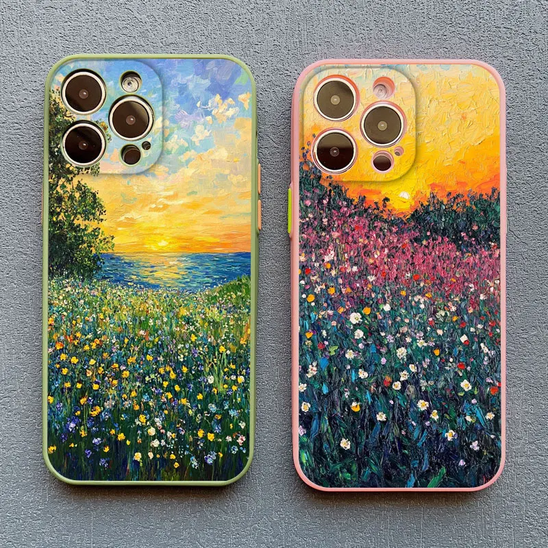 Blumenmuster Blaue Blume Meer Handyhülle für IPhone 13 12 Mini 11 Pro Max 17 16 Pro Max 15 14 Pro Max 16 Plus XR XS X Abdeckungen – Detail 6