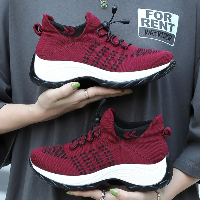 Women Sneakers Fashion Breathable Mesh Casual Shoes Platform Sneakers Woman Slip-On Sneaker Fitness Walking Running Shoes