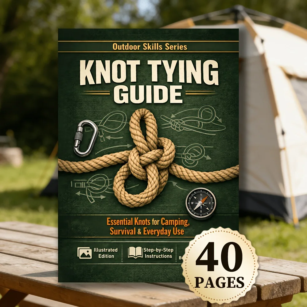 40Page Step by Step Illustrated Outdoor Survival Knot Tying Complete Guide for Camping Hiking Daily Fixed Goods Wildernes travel