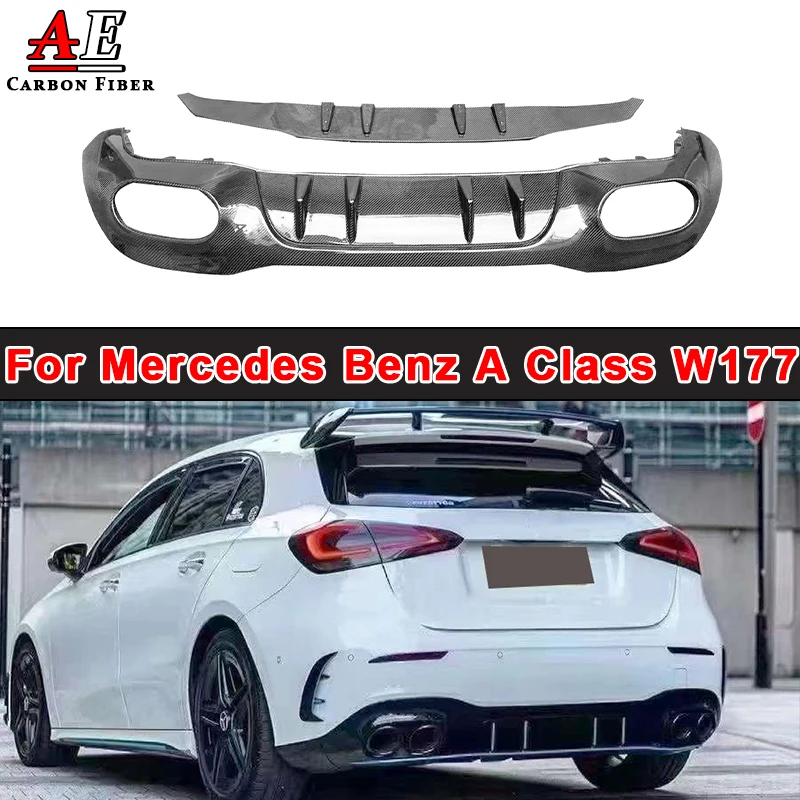 

For Mercedes Benz A Class W177 A200 A220 AMG Style Carbon Fiber Rear Bumper Diffuser Spoiler Splitter Body Kit