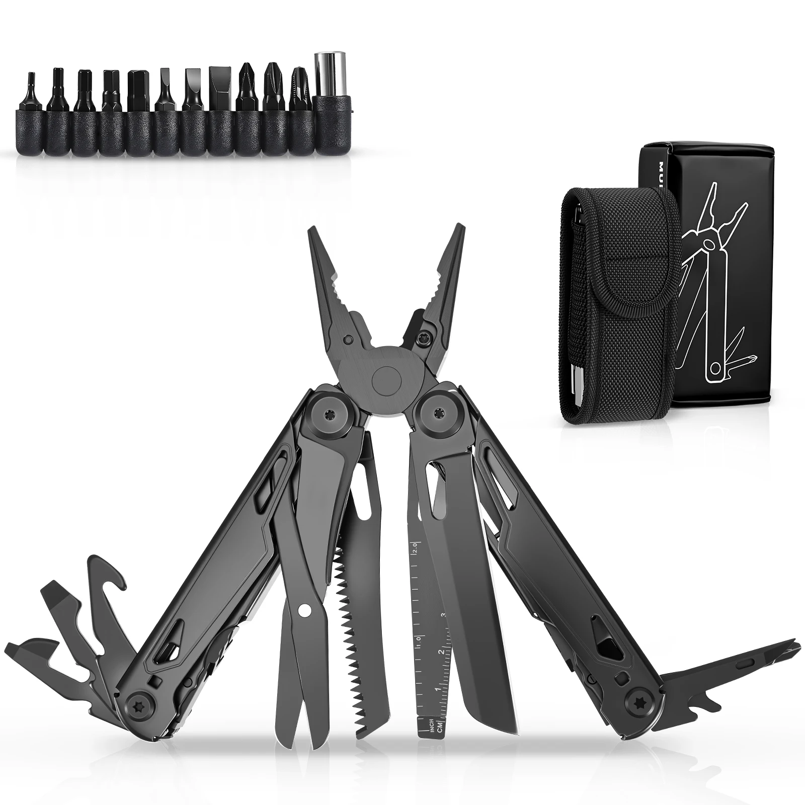 Alicates Multifunción Plegables 28 en 1, Herramientas Manuales para Electricistas, Multiherramienta, Herramienta Peladora Automática Ajustable