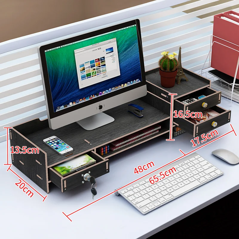 Computer Screen Riser Computer Organizer Multifunction Desktop Monitor Stand Plinth Desk Holder For Notebook Keyboard Storage