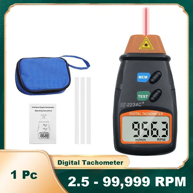 

Digital Laser Photo Tachometer Non Contact RPM Tach Laser Tachometer Speed Gauge Revolution Spin 2.5-99,999 RPM Tachymeter Tool