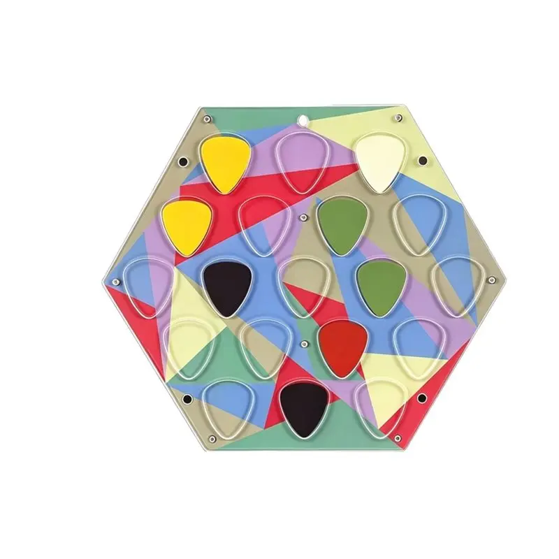 T22C Hexagon Acrylic Wall Mount Guitar Pick Display Case Holder Storage Container