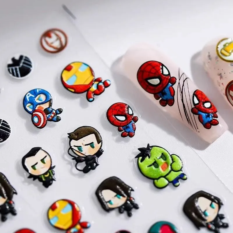 New Marvel The Avengers Captain America Spiderman Iron Man movie peripheral cute cartoon nail art stickers mini nail patches