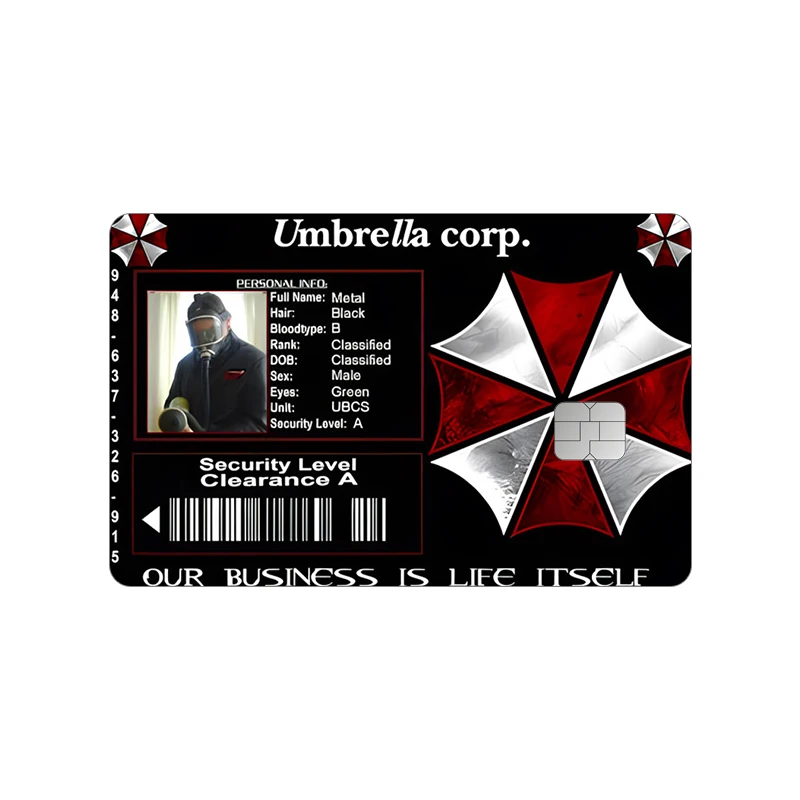 Resident Evil Card Sticker Decor Patch Student Umbrella Corporation Campus Paster Decals Access Control Permission ID Card Gift