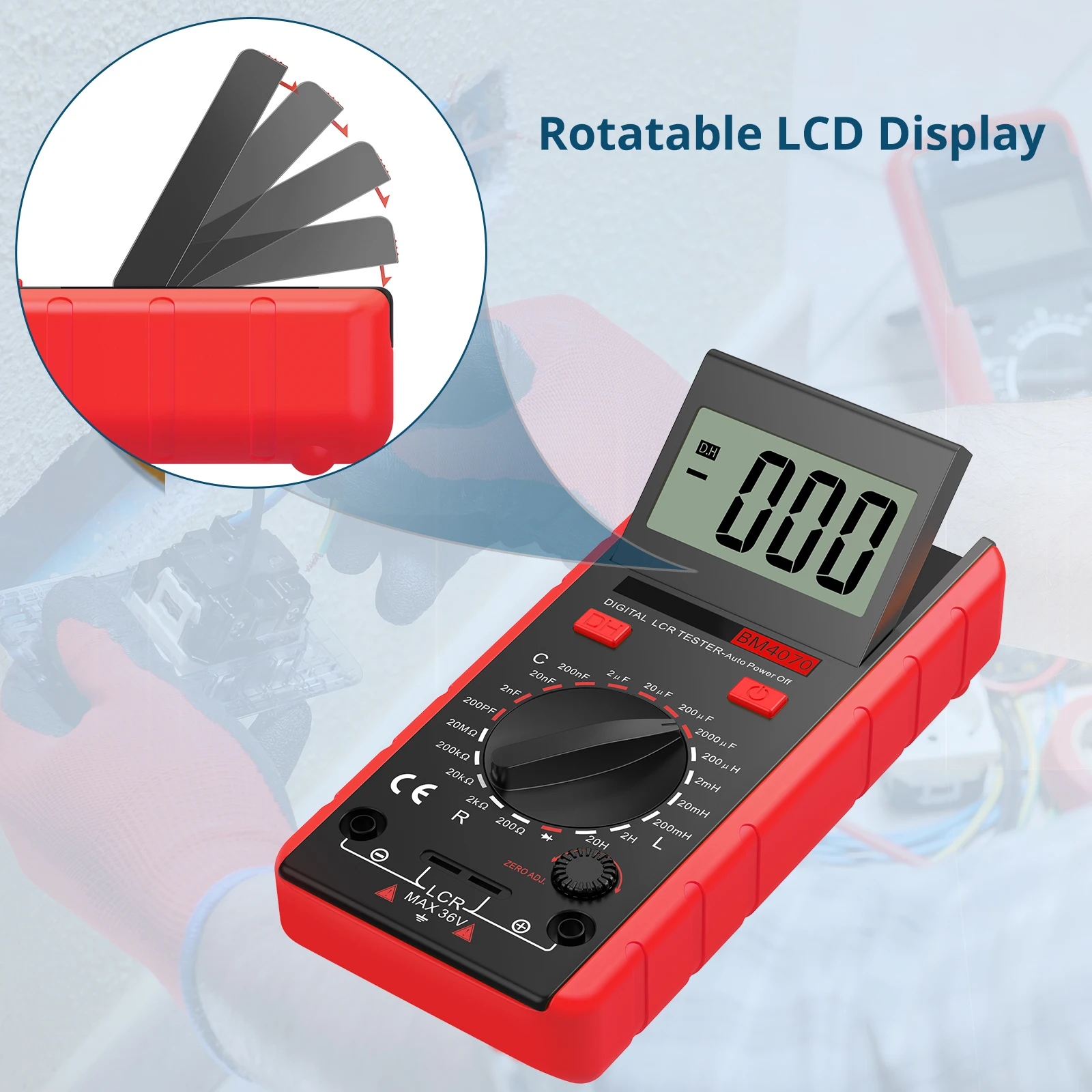 Imagem -03 - Proster Lcr Medidor Capacitância Indutância Resistência Auto-descarga Lcd Digital Multímetro Tensão Tester Multimetro para Bm4070
