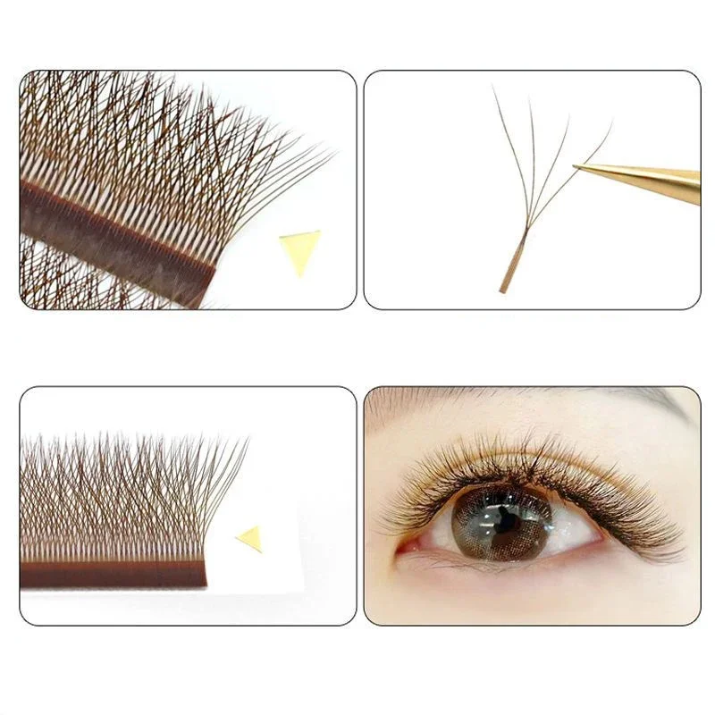 MARIA Brown 4D W Shape Type Individual Eyelash Colorful Lashes Extension Naturally Soft Real Black Mink Premade Volume Fans