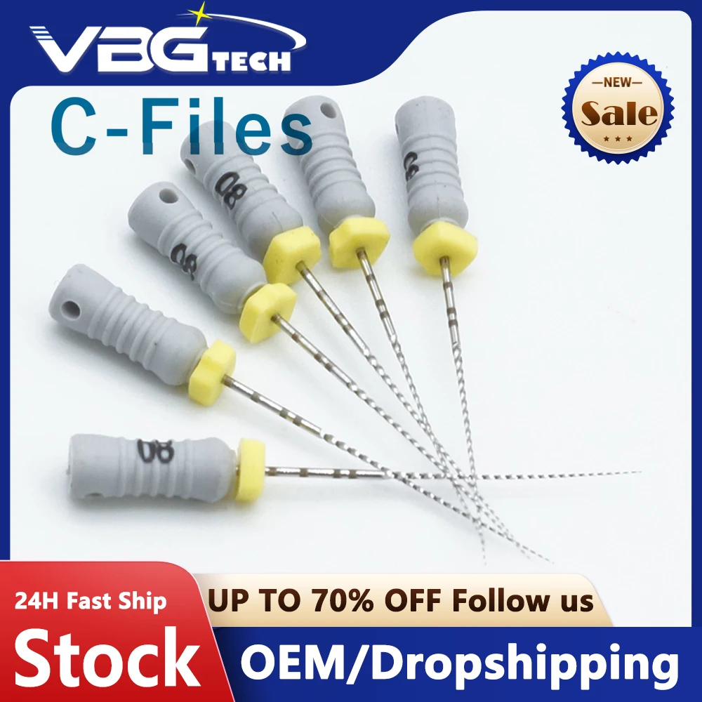 

6PCS/Pack Dental C Files Endodontics Endo Root Canal File 25mm Hand Use Size 6# 8# 10# Stainless Steel Dentistry Tool Pin