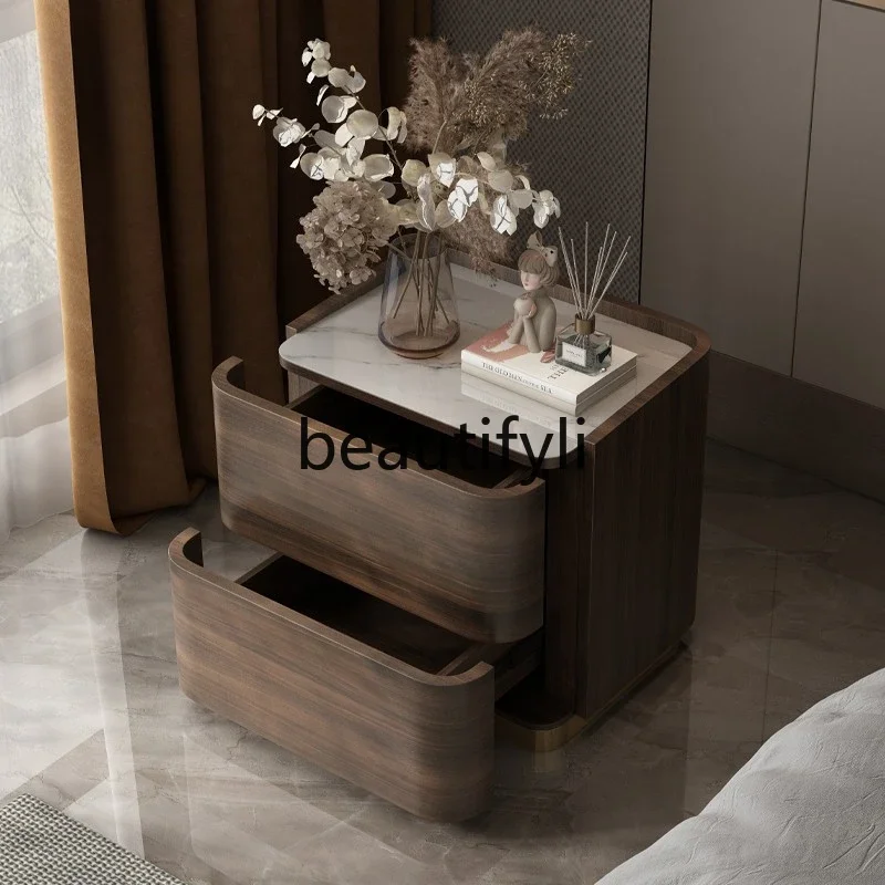 Walnut slate surface, bedside table, locker.