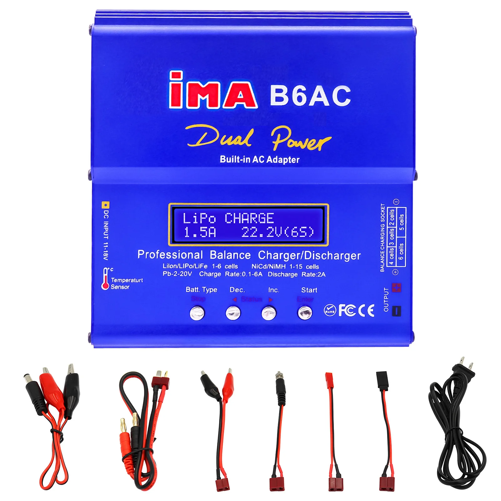 

B6AC Lipo Battery Charger, Balance Charger Discharger RC Battery Charger with Dual AC/DC Power Supply for LiPo/Li-ion/Life Batte