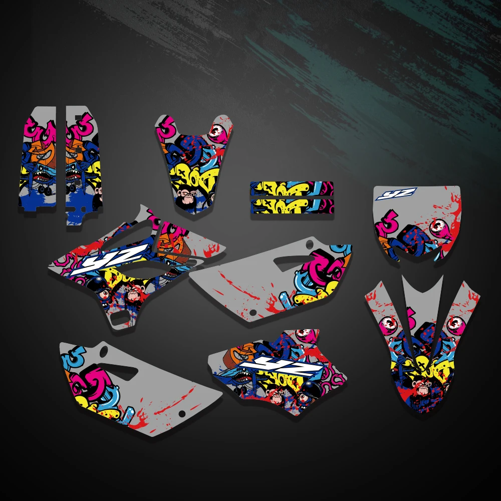 Motorcycle Full Graphics Decals Stickers Kits For YAMAHA YZ85 YZ 85 2015 2016 2017 2018 2019 2020 2021 YZ-85 Customize Number
