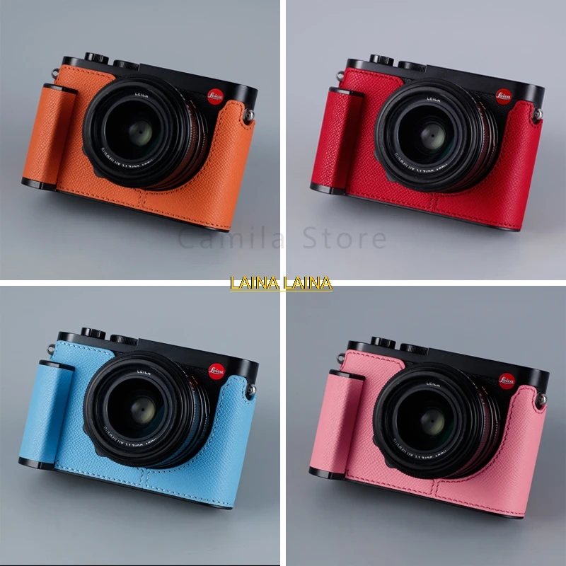 Handwork Photo Camera Genuine Leather Cowhide Bag Body Box Case For Leica Q Q2 Qp Typ116 Handgrip Protective Sleeve Box Base