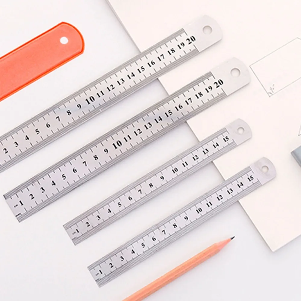5 pcs,Thick 0.7mm, 15cm,20cm 15cm 20cm Length Stainless Steel Ruler Stainless Steel Straight Shape Straight Ruler