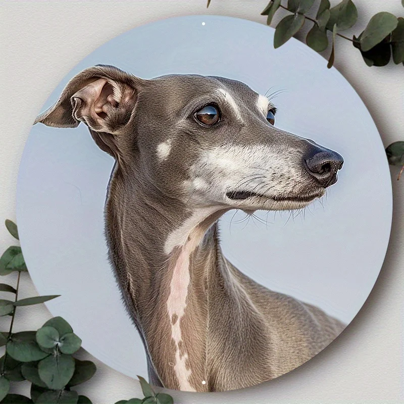 

Pet Dog Wreath Sign, 2D Flat Print, Round Aluminum Metal Decor for Wall, Home, Apartment, Perfect for Holiday Gift