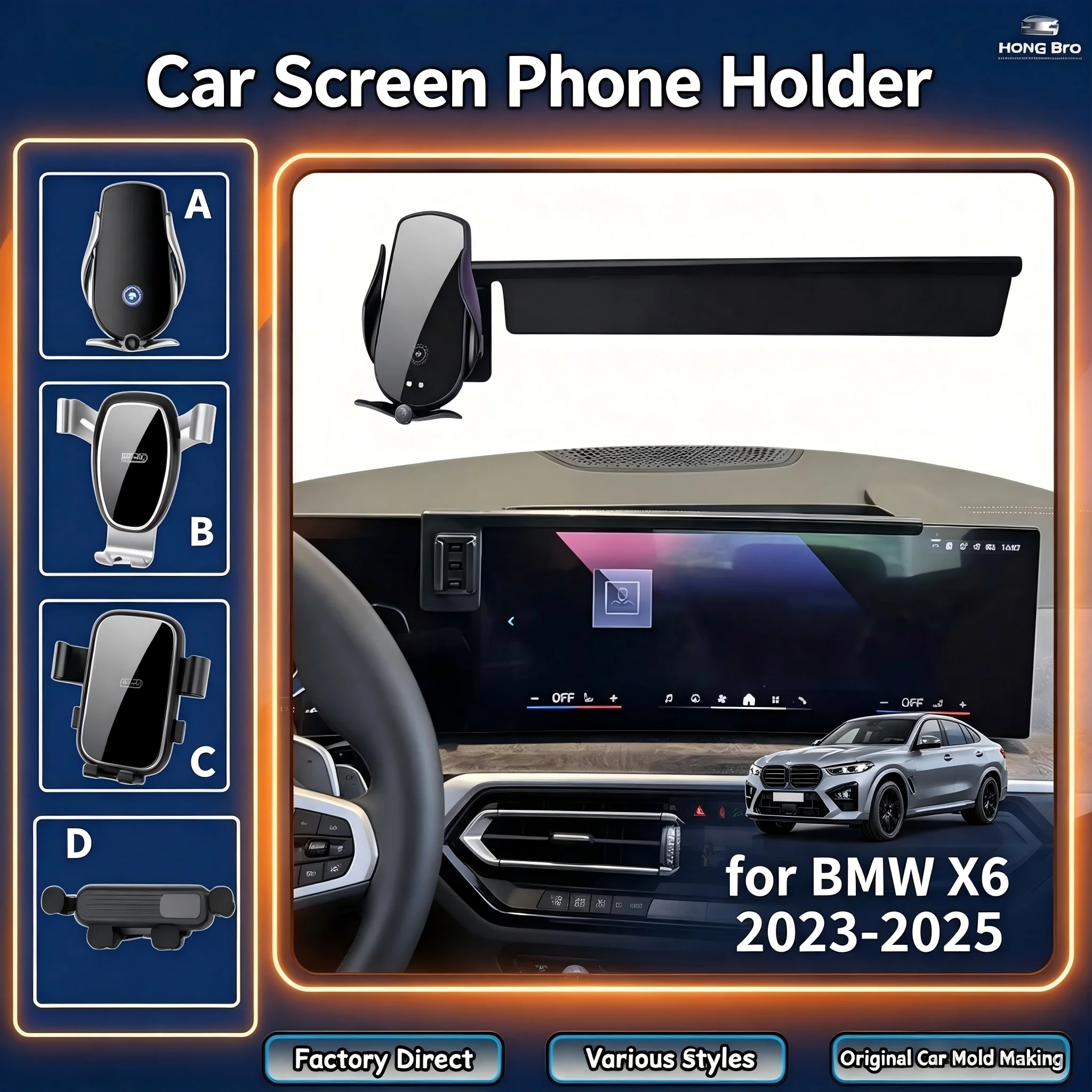 Screen Phone Mount Stand Accessories Fit for BMW X6 2023 2024 2025 G06, GPS Navigation Bracket Set Easy Install