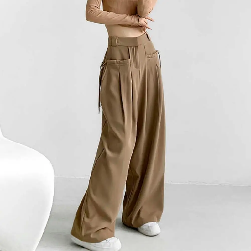 

Comfortable Everyday Pants Women Wide Leg Pants Stylish Women's Wide Leg Pants with High Waist Pockets for Daily Wear for Spring