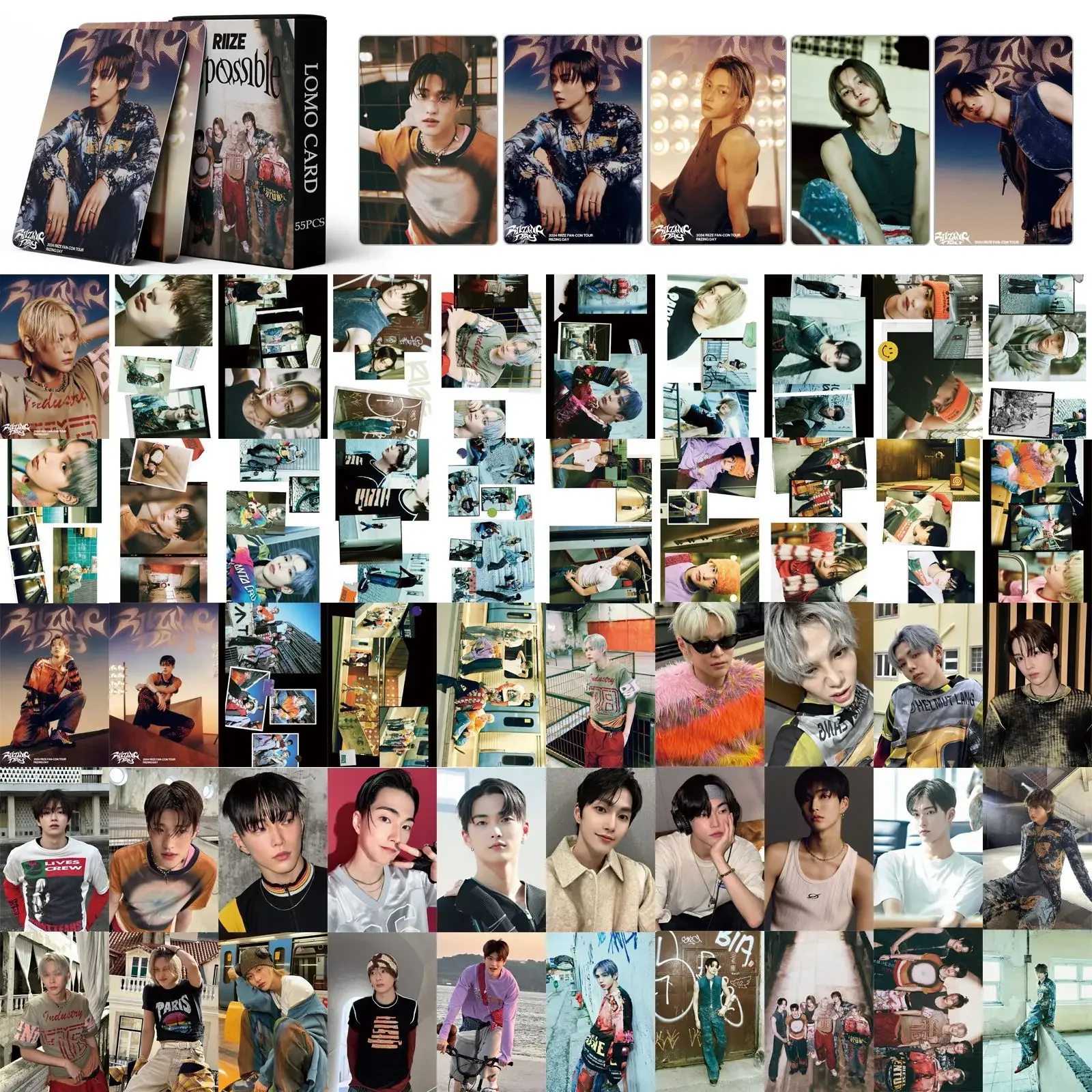 55pcs/set Kpop RIIZE Lomo Cards Photo Album Impossible Postcards HD Print Postcards for Fans Collcetion Gift