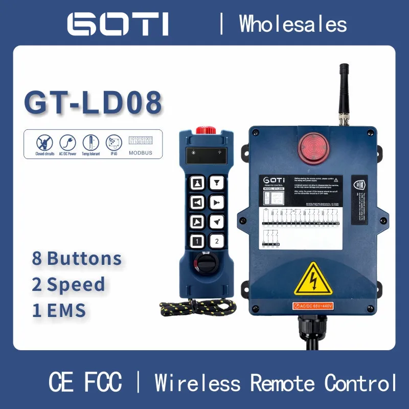 

Industrial Wireless Remote Control GT-LD08 Hoist Crane Lift Switch 8 Dual Speed Buttons F24-8D for Truck Hoist Crane