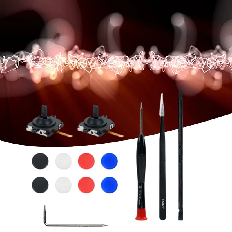 Reemplazo para Meta Quest 3 VR mango 3D Joysticks analógicos Thumb Stick con 8 piezas funda de silicona + herramienta de desmontaje