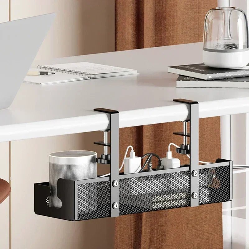 

Under Desk Cable Management Tray with Clamp, No Drilling Power Strip Cord Holder, Sturdy & Spacious Desk Organizer Supplies