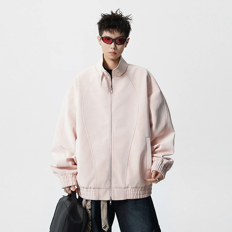 サイクリングジャケットファッショナブルな防風タイダイレザージャケットメンズショートジャケット多用途スタンドアップカラージッパーバイクジャケット