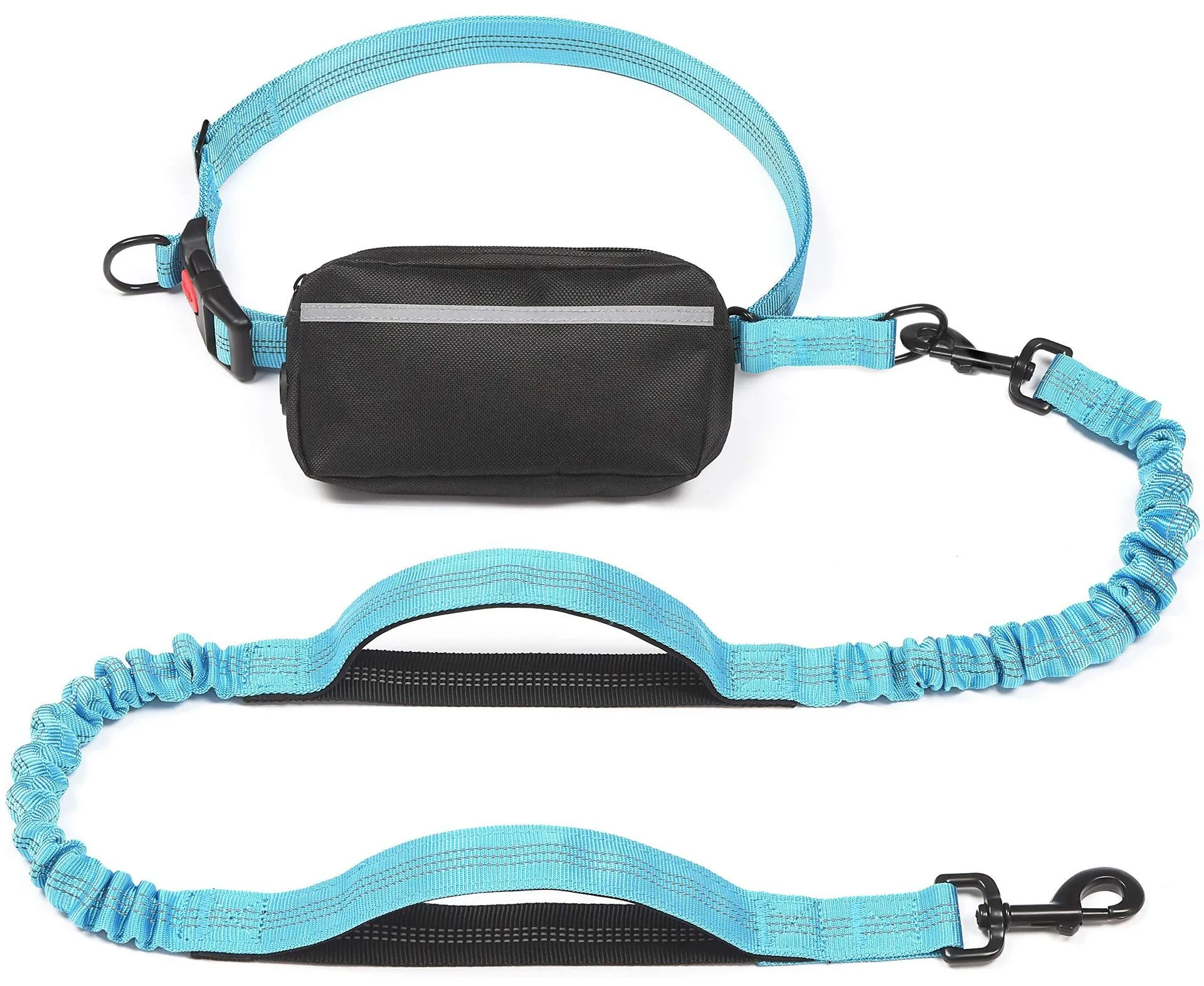 Kostenlose Hundeleine mit Reißverschlusstasche, doppelt gepolsterte Griffe, Laufleine für mittelgroße und große Hunde, einziehbare Hundeleine mit Bungee-Taille – Detail 8