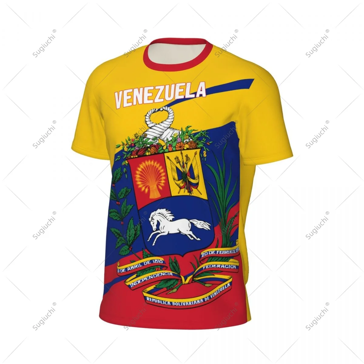 Venezuela Flag Men Sports T-shirt Women Tees jersey for Soccer Football Running Bike Tennis Fitness Fans - view 3