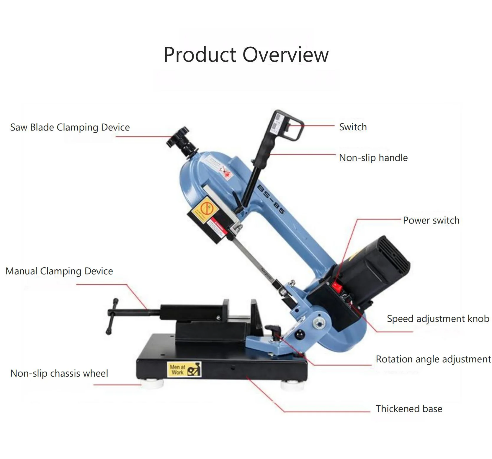 BS-85 draagbare mini-handmatige lintzaagmachine met lage prijs en hoge snelheid, geschikt voor het snijden van verschillende materialen zoals metaal