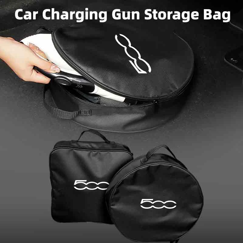 Bolsa de almacenamiento para pistola de carga de coche, bolsa para herramientas y cables para maletero, interior para FIAT 500 Bravo Astra Panda Freemont Linea Strada Ducato Punto
