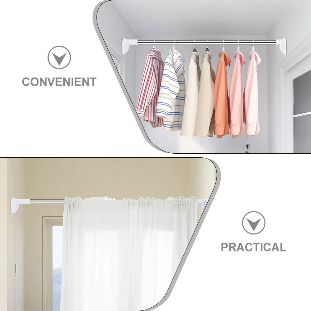 

Telescopic Clothes Rail Wardrobe Closet Rod Stainless Steel Heavy Duty Adjustable Multi Hanging Pole Bath Curtain Rod Home Goods