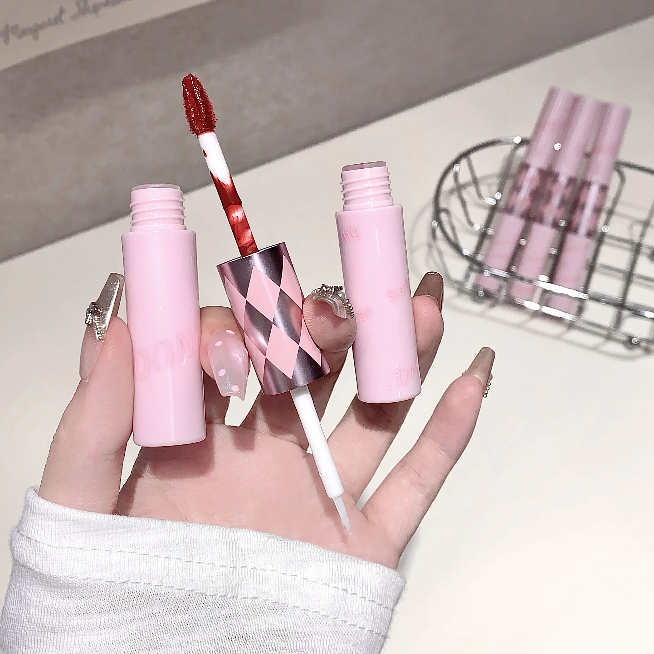 SHAQINUO Double End Lip Glaze Full Gloss Mirror And Matte Velvet Long Term Color And Moisture Lip Gloss Anti Stain Cosmetic
