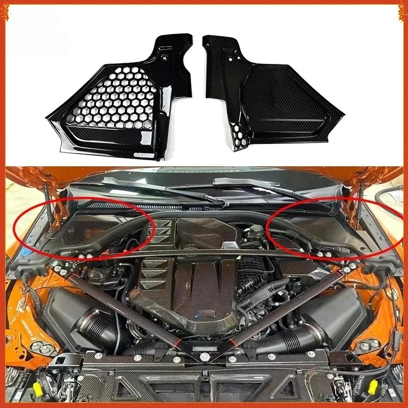 

For BMW M2 M3 M4 G87 G80 G82 Engine Cover Strut Brace Slam Panel ECU Cover Headlight Cover Dry Carbon Fiber Engine Bay Trim Set