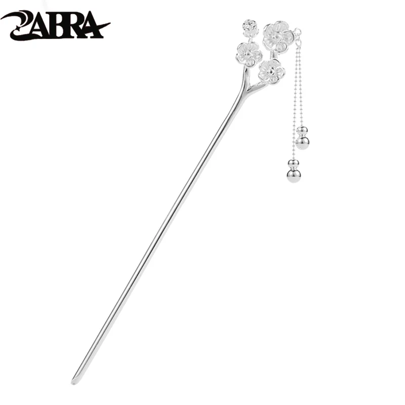 ZABRA 990 Pure Silver Plum Blossom Pan Hair Hairpin, Ancient Style, Women's Luxury, New Chinese Hairpin, Birthday Gift